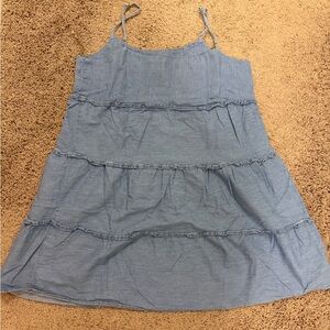 Blue Tiered Spaghetti Strap Dress and block t-shirt dress